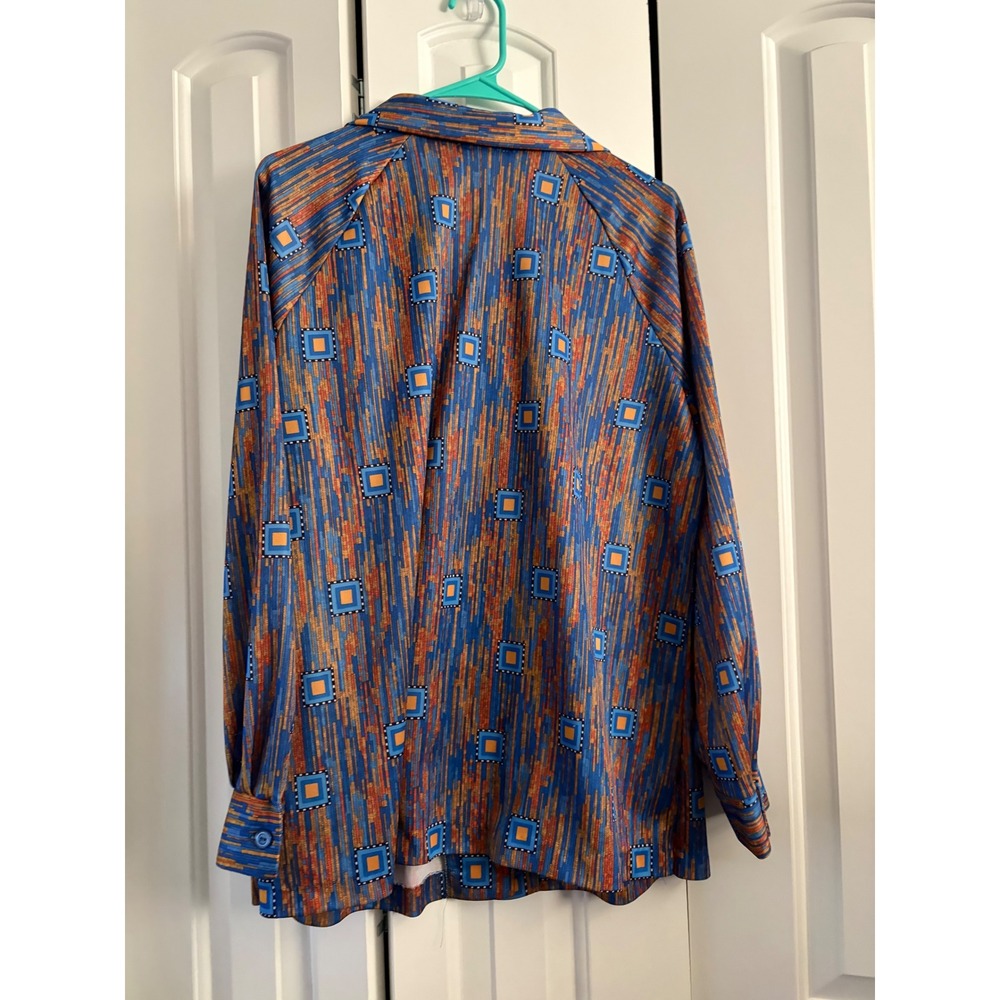Vintage 70s Shaker Sport Long Sleeve Geometric Print‎ Button Down Shirt - Picture 6 of 8